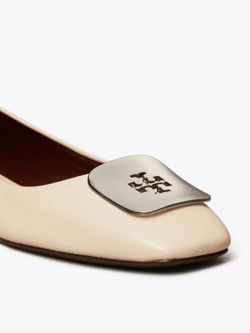 Tory Burch Cream Leather Georgia Ballet Flat